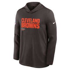 Cleveland Browns Sideline Pure Fury Performance Long Sleeve Hoodie T-Shirt - Brown Hoodies