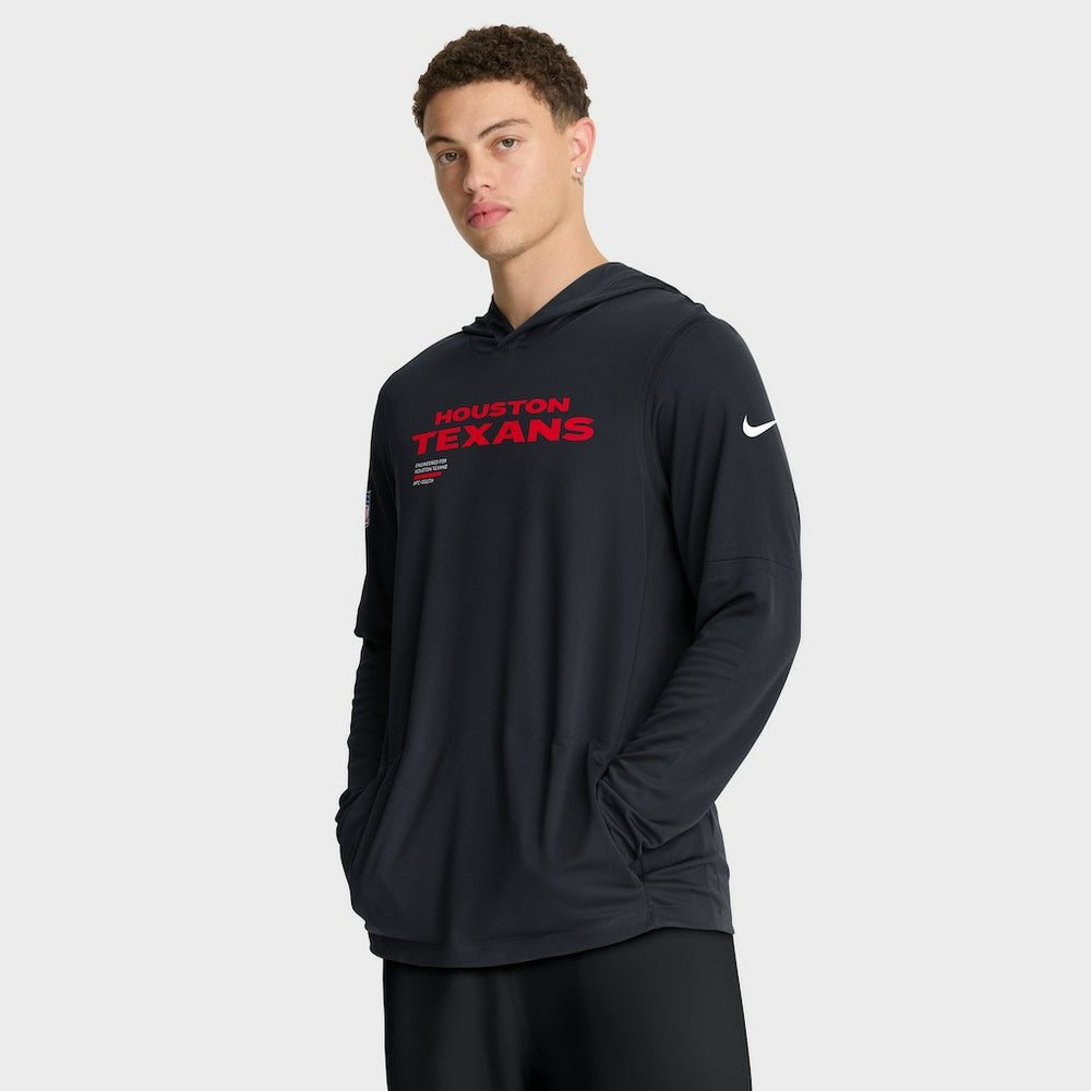 Houston Texans Sideline Pure Fury Performance Long Sleeve Hoodie T-Shirt - Navy Hoodies