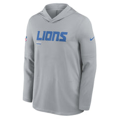 Detroit Lions Sideline Pure Fury Performance Long Sleeve Hoodie T-Shirt - Gray Hoodies