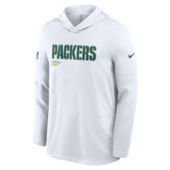 Green Bay Packers Sideline Pure Fury Performance Long Sleeve Hoodie T-Shirt - White Hoodies