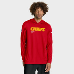 Kansas City Chiefs Sideline Pure Fury Performance Long Sleeve Hoodie T-Shirt - Red Hoodies