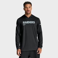 Las Vegas Raiders Sideline Pure Fury Performance Long Sleeve Hoodie T-Shirt - Black Hoodies