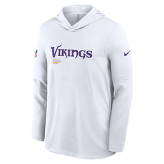 Minnesota Vikings Sideline Pure Fury Performance Long Sleeve Hoodie T-Shirt - White Hoodies