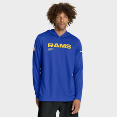 Los Angeles Rams Sideline Pure Fury Performance Long Sleeve Hoodie T-Shirt - Royal Hoodies