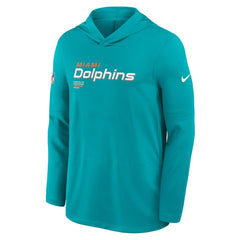 Miami Dolphins Sideline Pure Fury Performance Long Sleeve Hoodie T-Shirt - Aqua Hoodies