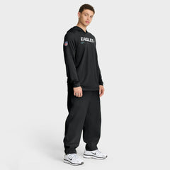 Philadelphia Eagles Sideline Pure Fury Performance Long Sleeve Hoodie T-Shirt - Black Hoodies