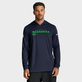 Seattle Seahawks Sideline Pure Fury Performance Long Sleeve Hoodie T-Shirt - College Navy Hoodies