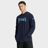 Tennessee Titans Sideline Pure Fury Performance Long Sleeve Hoodie T-Shirt - Navy Hoodies