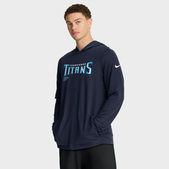 Tennessee Titans Sideline Pure Fury Performance Long Sleeve Hoodie T-Shirt - Navy Hoodies
