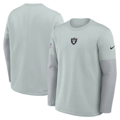 Las Vegas Raiders Sideline Coach Therma-FIT Long Sleeve T-Shirt - Silver T-shirts