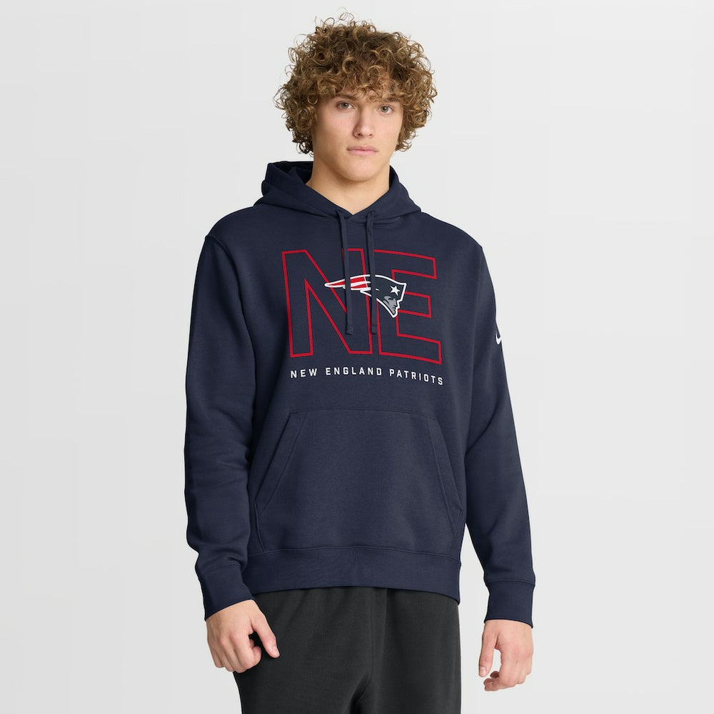 New England Patriots Busted Play Club Fleece Pullover Hoodie - Navy Hoodies