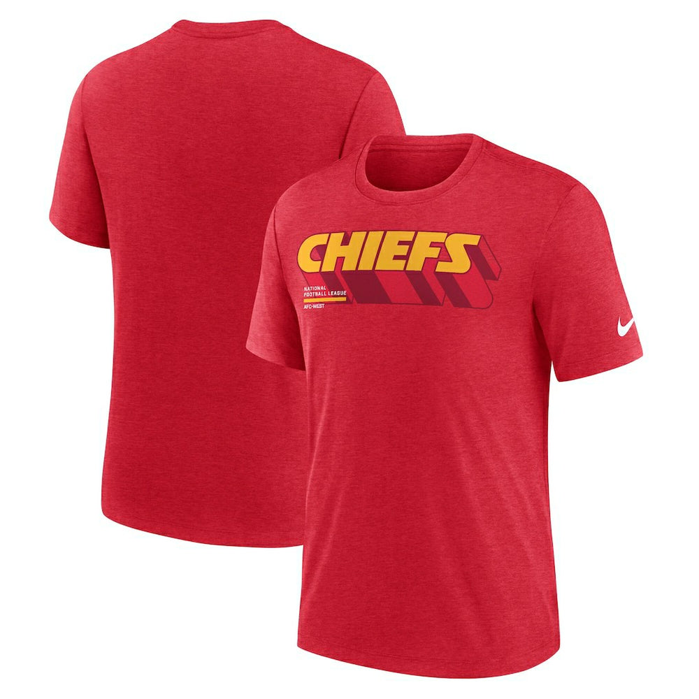 Kansas City Chiefs Long Pass Tri-Blend T-Shirt - Heather Red T-shirts