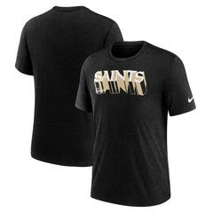 New Orleans Saints Long Pass Tri-Blend T-Shirt - Heather Black T-shirts
