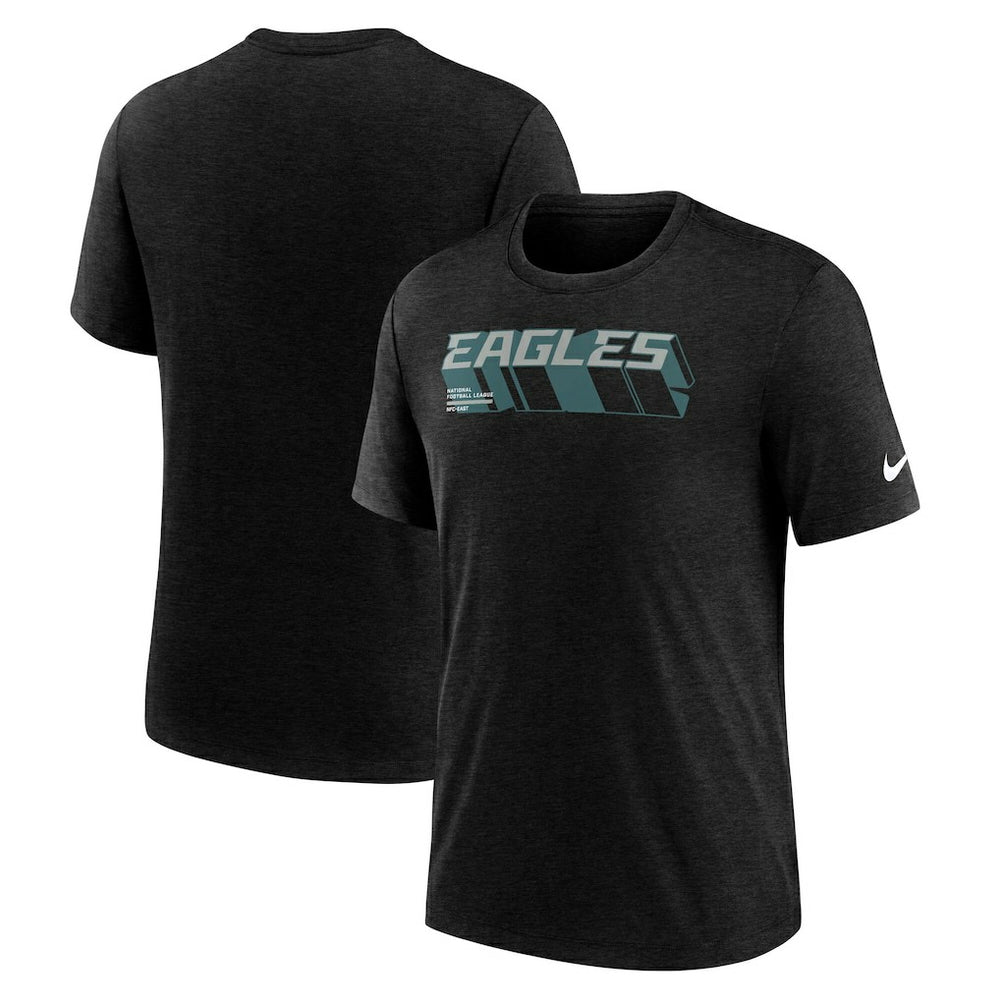 Philadelphia Eagles Long Pass Tri-Blend T-Shirt - Heather Black T-shirts