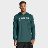 Philadelphia Eagles Big & Tall Sideline Dri-FIT Long Sleeve Hoodie T-Shirt - Midnight Green Hoodies