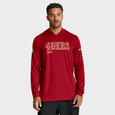 San Francisco 49ers Big & Tall Sideline Dri-FIT Long Sleeve Hoodie T-Shirt - Scarlet Hoodies