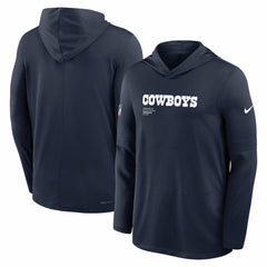 Dallas Cowboys Big & Tall Sideline Dri-FIT Long Sleeve Hoodie T-Shirt - Navy Hoodies