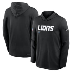 Detroit Lions Big & Tall Sideline Dri-FIT Long Sleeve Hoodie T-Shirt - Black Hoodies
