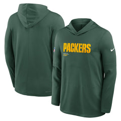 Green Bay Packers Big & Tall Sideline Dri-FIT Long Sleeve Hoodie T-Shirt - Green Hoodies