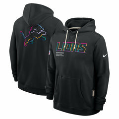 Detroit Lions Tall 2025 NFL Crucial Catch Sideline Standard Issue Dri-FIT Hoodie - Black Hoodies