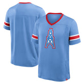 Tennessee Titans Oilers Throwback Hometown Premium Hashmark V-Neck T-Shirt - Light Blue T-shirts