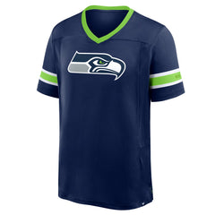 Seattle Seahawks Hometown Premium Hashmark V-Neck T-Shirt - College Navy T-shirts