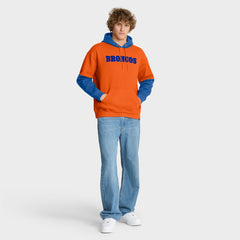 Denver Broncos Helmet Retro Pullover Hoodie - Orange Hoodies