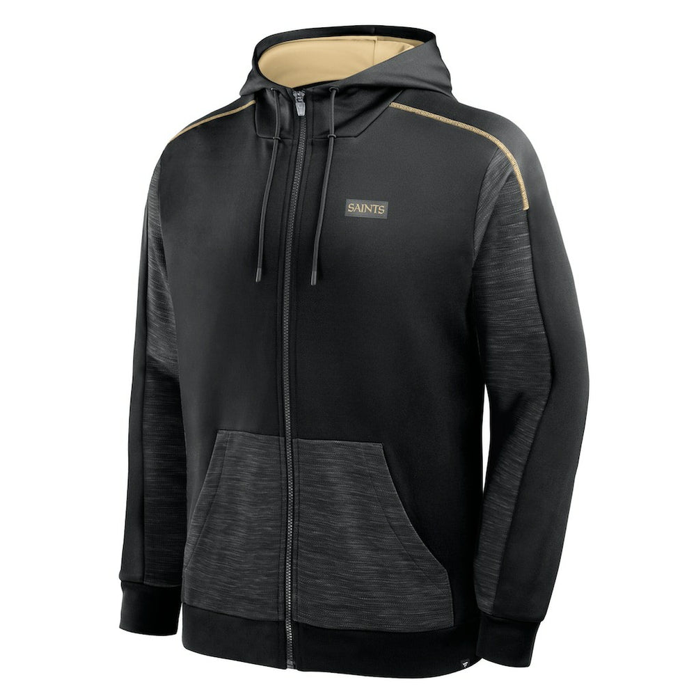 New Orleans Saints Checkdown Pass Full-Zip Hoodie - Black Hoodies