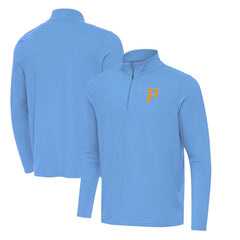 Pittsburgh Pirates Antigua Intent Quarter-Zip Top - Powder Blue Tops