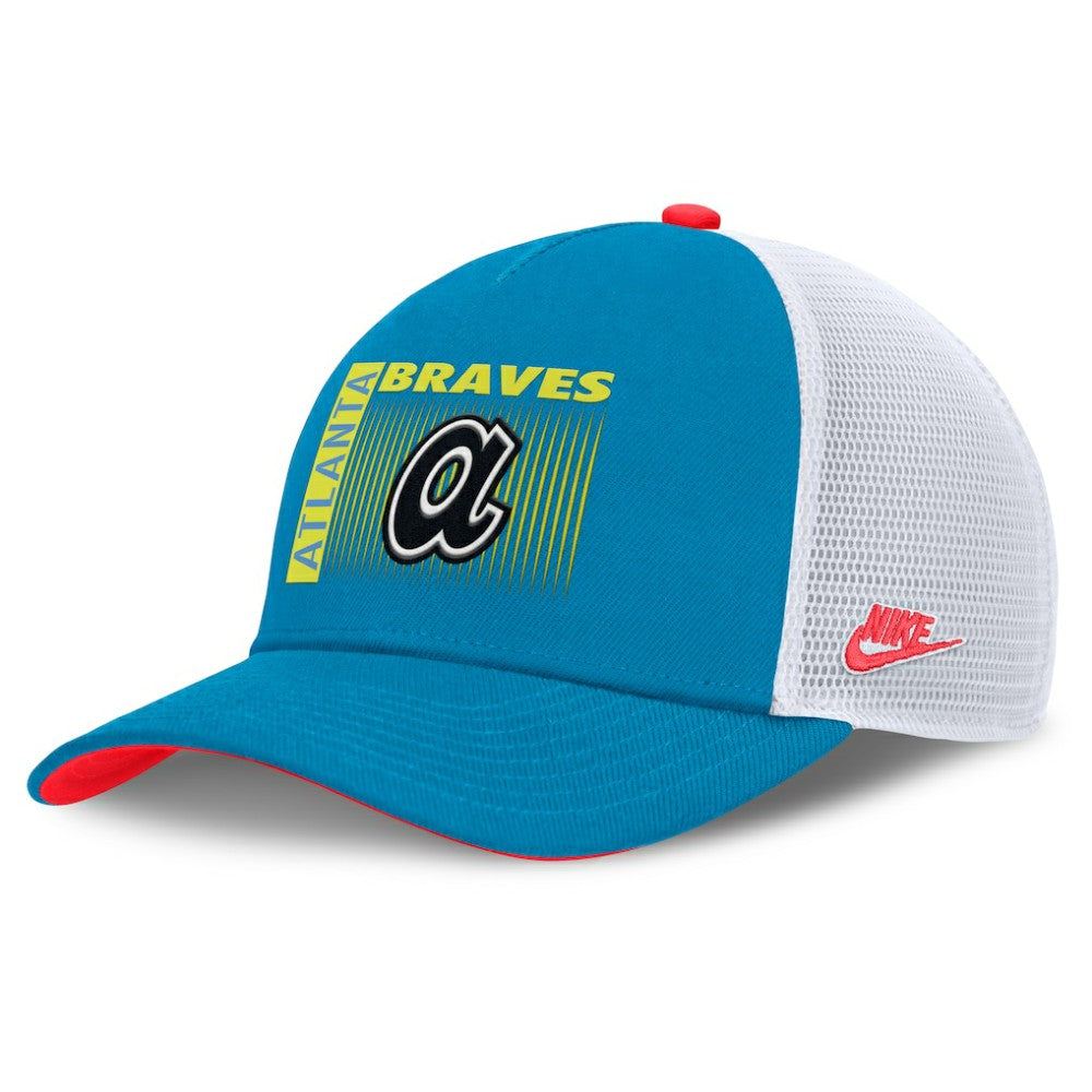 Atlanta Braves Nike Neon 90s Rise Structured Performance Adjustable Trucker Hat - Teal Hats