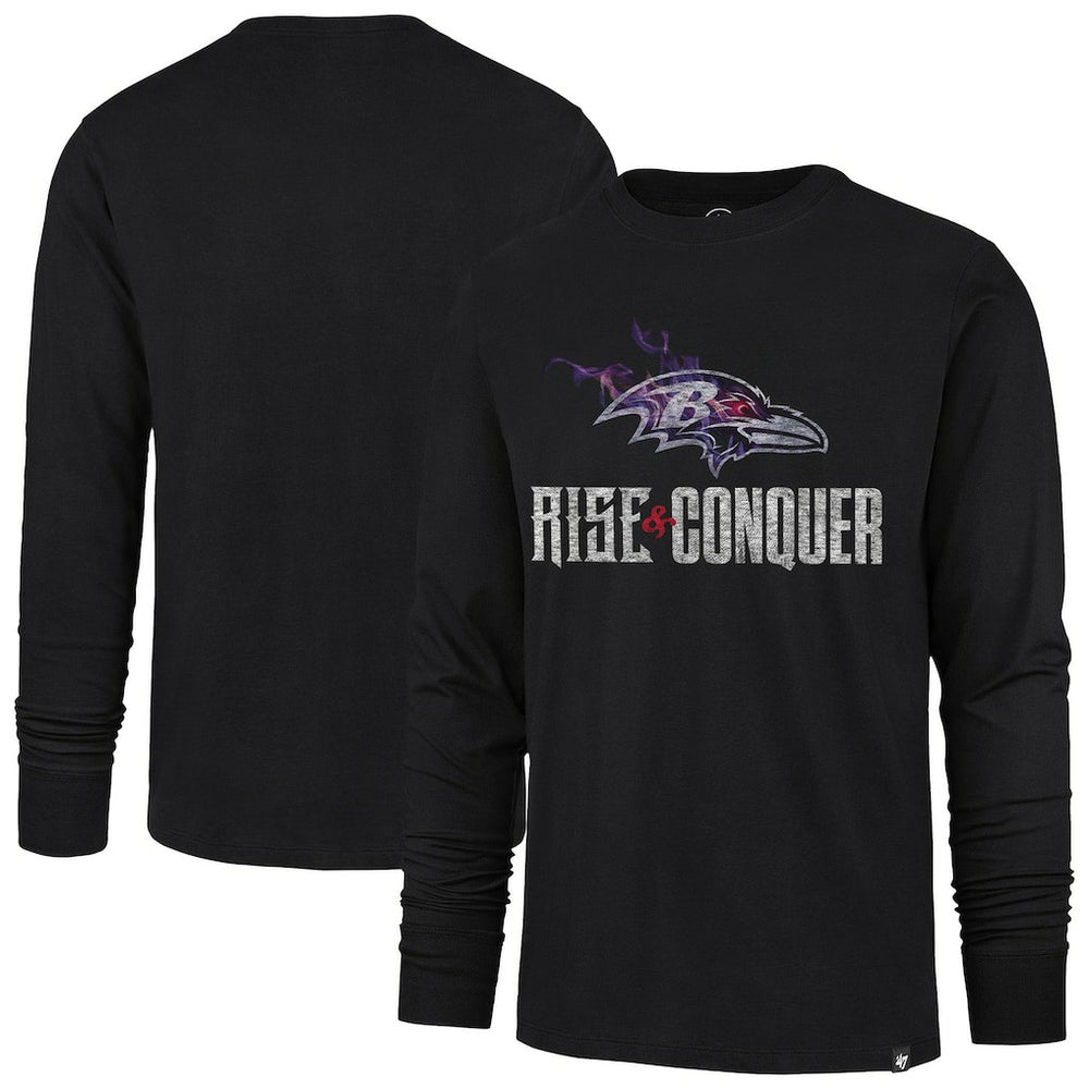 Baltimore Ravens '47 Rise and Conquer Franklin Long Sleeve T-Shirt - Black T-shirts