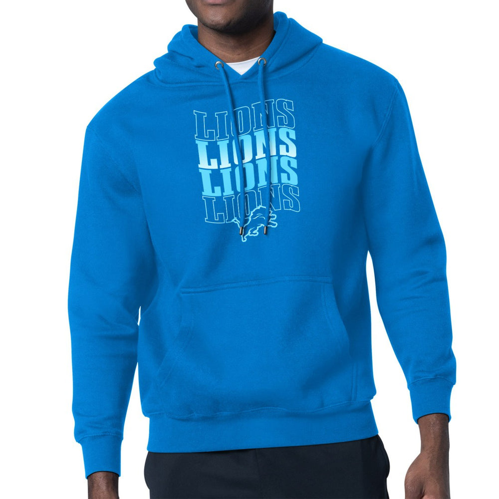 Detroit Lions Starter Four Team Name Logo Pullover Hoodie - Blue Hoodies