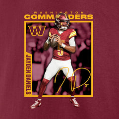 Jayden Daniels Washington Commanders Player Frame T-Shirt - Burgundy T-shirts