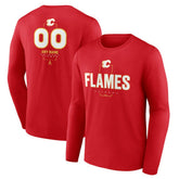 Calgary Flames Personalized Name & Number Midfielder Long Sleeve T-Shirt - Red | US 202441142