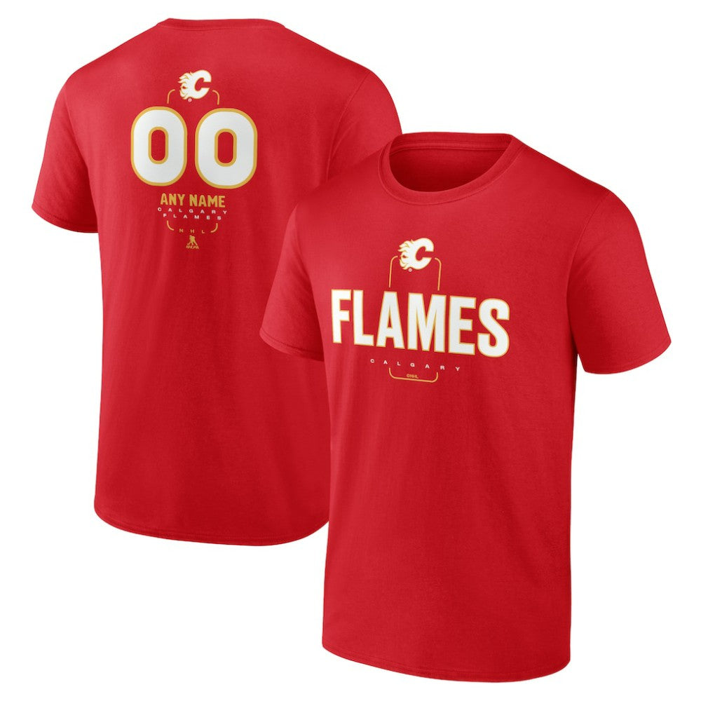Calgary Flames Personalized Name & Number Midfielder T-Shirt - Red | US 202441144
