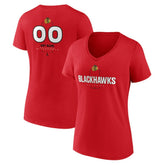 Chicago Blackhawks Women's Personalized Name & Number Midfielder V-Neck T-Shirt - Red | US 202441156