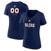 Edmonton Oilers Women's Personalized Name & Number Midfielder V-Neck T-Shirt - Navy | US 202441175