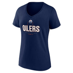 Edmonton Oilers Women's Personalized Name & Number Midfielder V-Neck T-Shirt - Navy | US 202441175