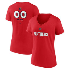 Florida Panthers Women's Personalized Name & Number Midfielder V-Neck T-Shirt - Red | US 202441180