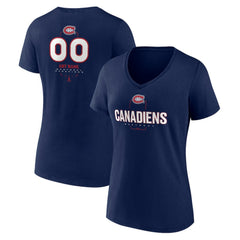 Montreal Canadiens Women's Personalized Name & Number Midfielder V-Neck T-Shirt - Navy | US 202441185
