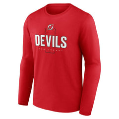 New Jersey Devils Personalized Name & Number Midfielder Long Sleeve T-Shirt - Red | US 202441191