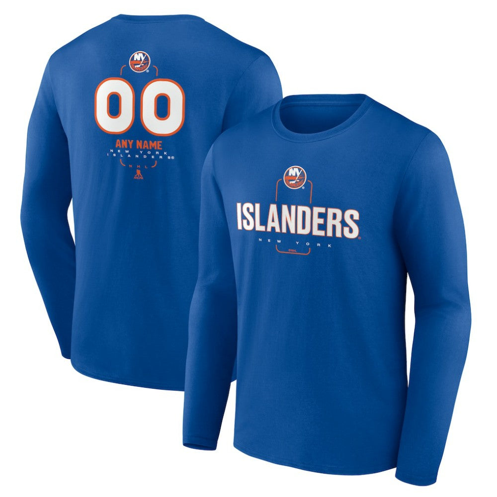New York Islanders Personalized Name & Number Midfielder Long Sleeve T-Shirt - Royal | US 202441196