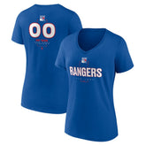 New York Rangers Women's Personalized Name & Number Midfielder V-Neck T-Shirt - Blue | US 202441205