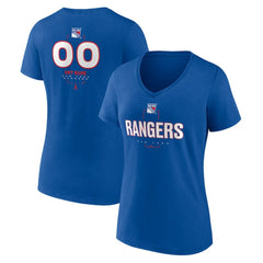 New York Rangers Women's Personalized Name & Number Midfielder V-Neck T-Shirt - Blue | US 202441205