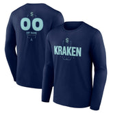 Seattle Kraken Personalized Name & Number Midfielder Long Sleeve T-Shirt - Deep Sea Blue | US 202441211