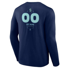 Seattle Kraken Personalized Name & Number Midfielder Long Sleeve T-Shirt - Deep Sea Blue | US 202441211