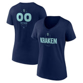 Seattle Kraken Women's Personalized Name & Number Midfielder V-Neck T-Shirt - Deep Sea Blue | US 202441215