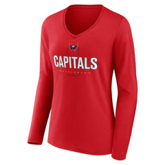Washington Capitals Women's Personalized Name & Number Midfielder Long Sleeve V-Neck T-Shirt - Red | US 202441224