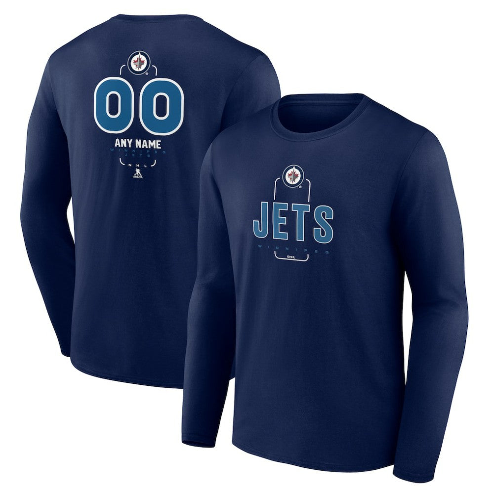 Winnipeg Jets Personalized Name & Number Midfielder Long Sleeve T-Shirt - Navy | US 202441226