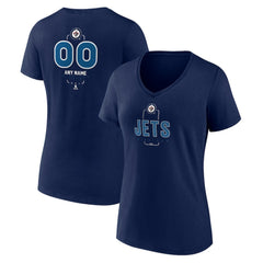 Winnipeg Jets Women's Personalized Name & Number Midfielder V-Neck T-Shirt - Navy | US 202441230